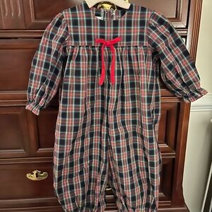 Plaid Bubble Suit with Red Velvet Bow